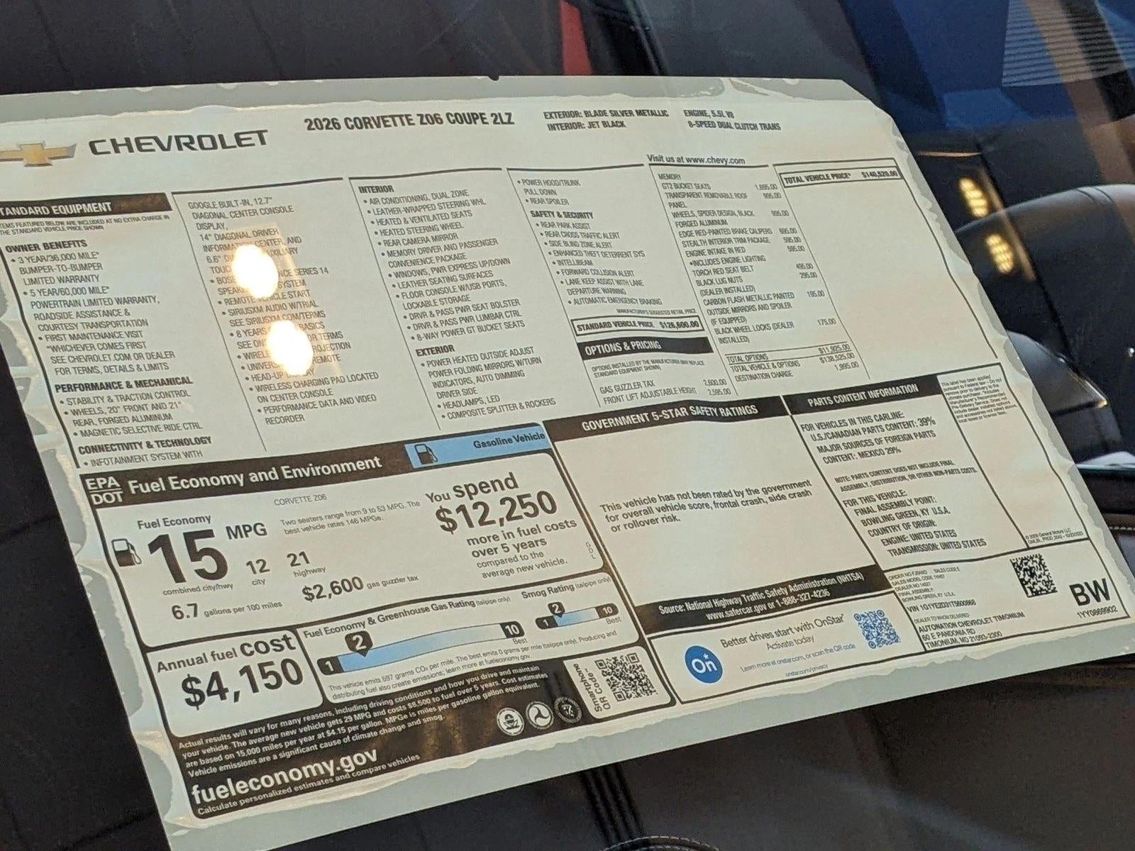 2026 Chevrolet Corvette Z06 2LZ