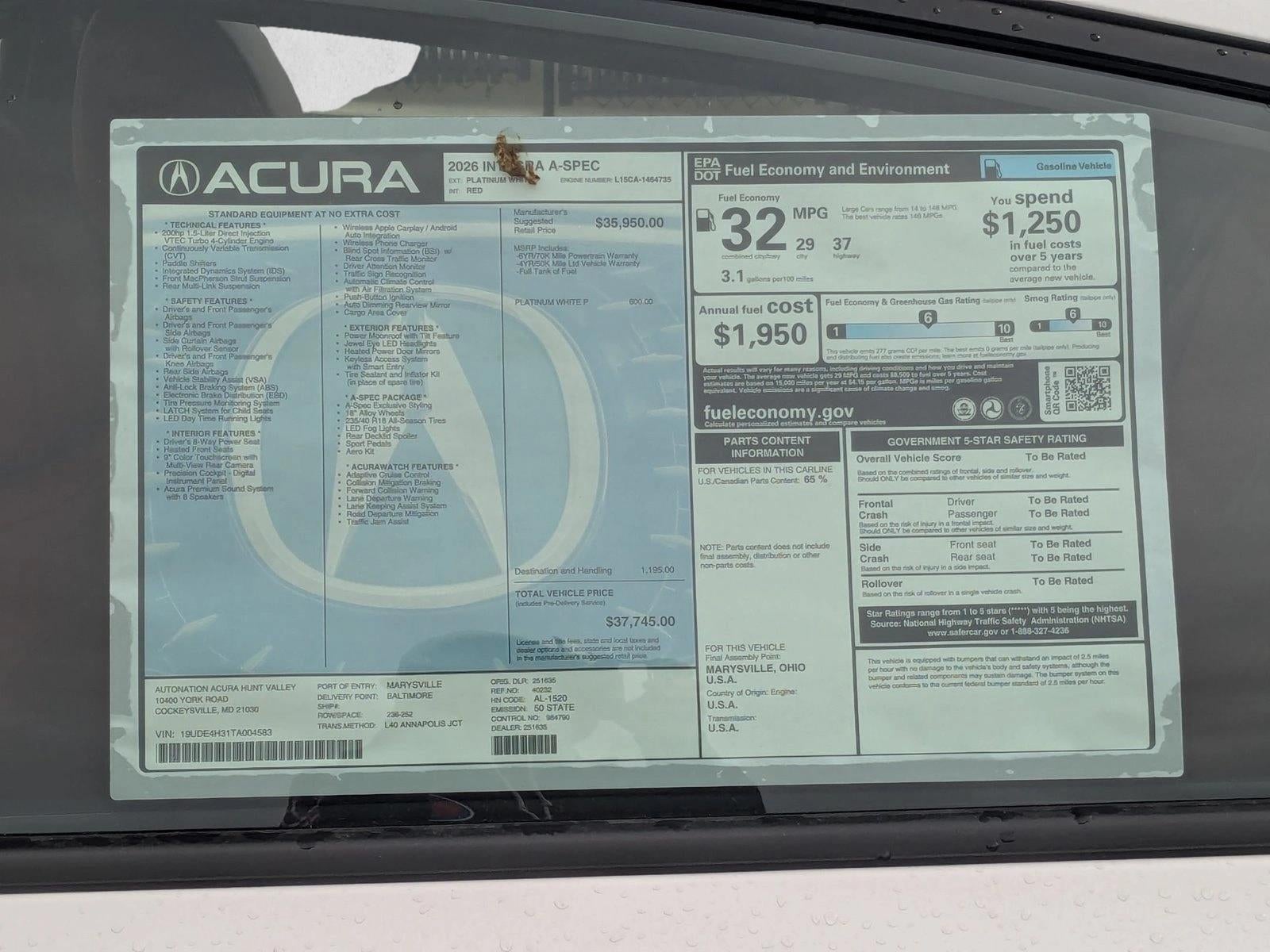 2026 Acura Integra CVT w/A-Spec Package