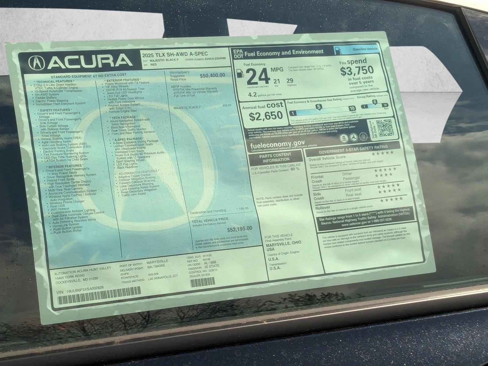 2025 Acura TLX SH-AWD w/A-Spec Package