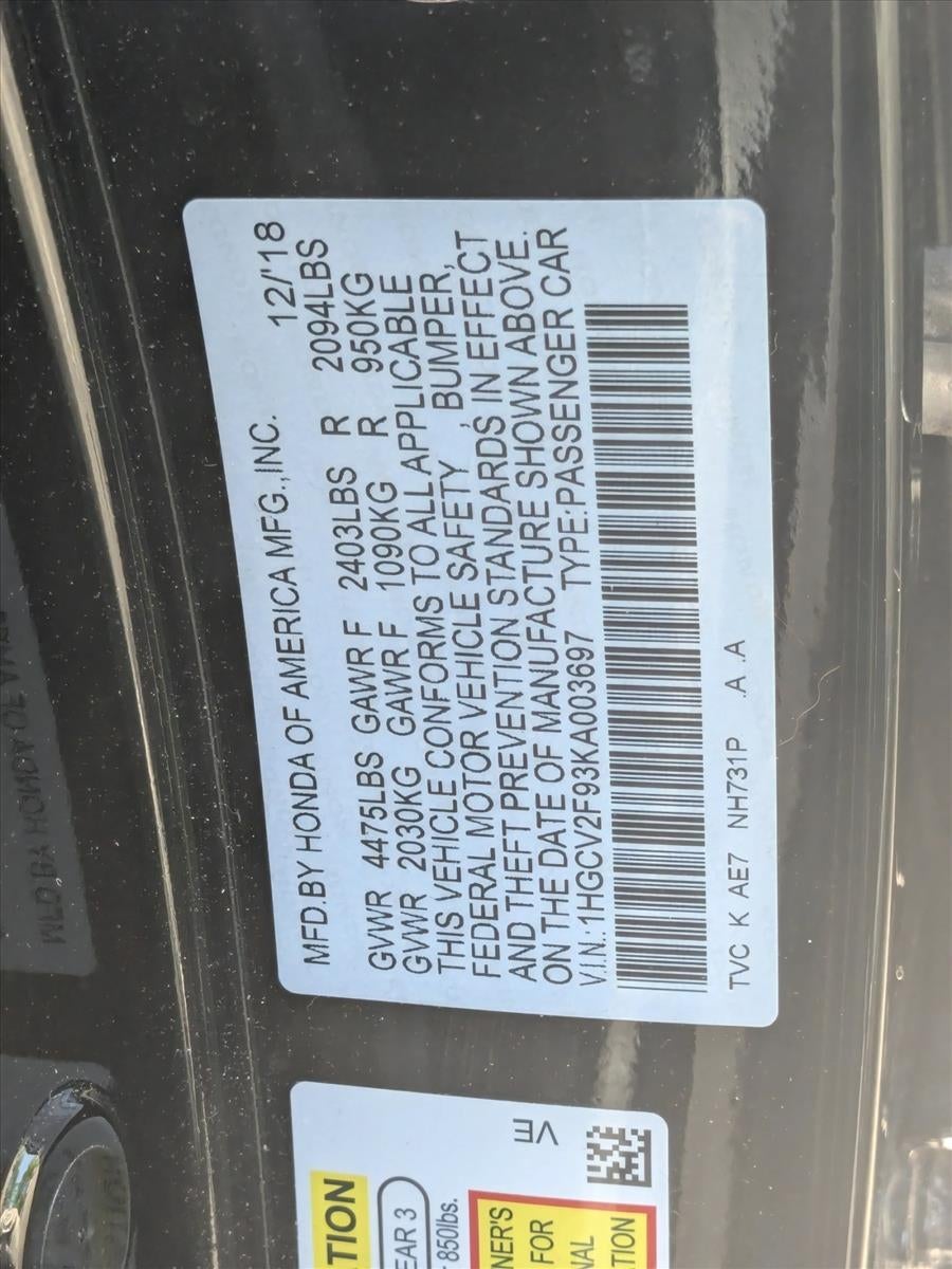 2019 Honda Accord Sedan Touring 2.0T Automatic
