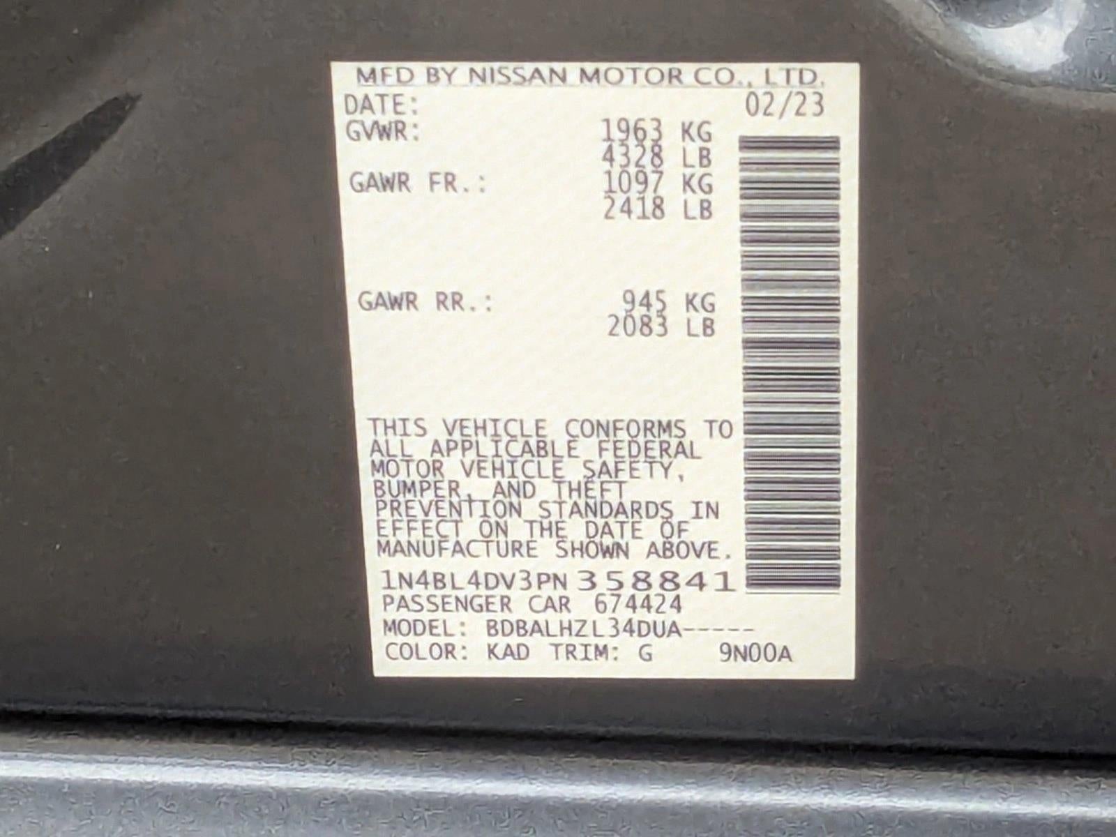 2023 Nissan Altima 2.5 SV Sedan