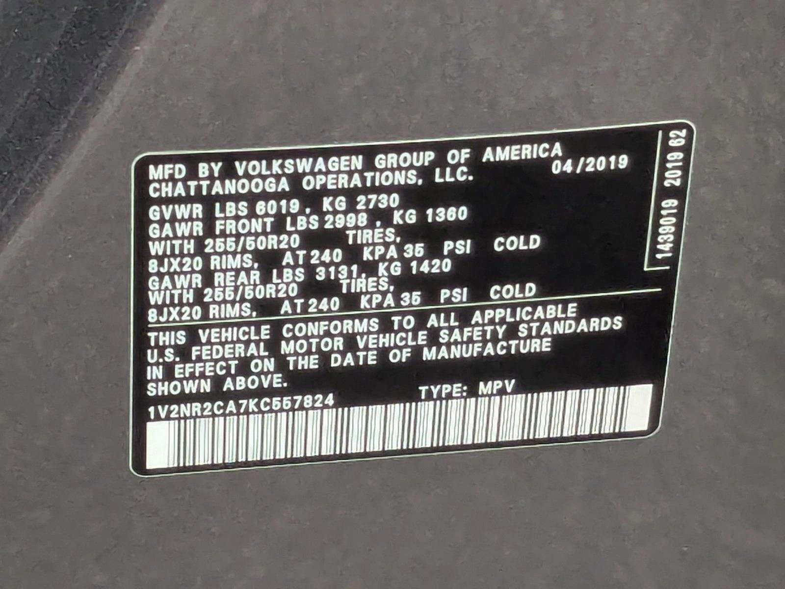 2019 Volkswagen Atlas 3.6L V6 SEL Premium 4MOTION