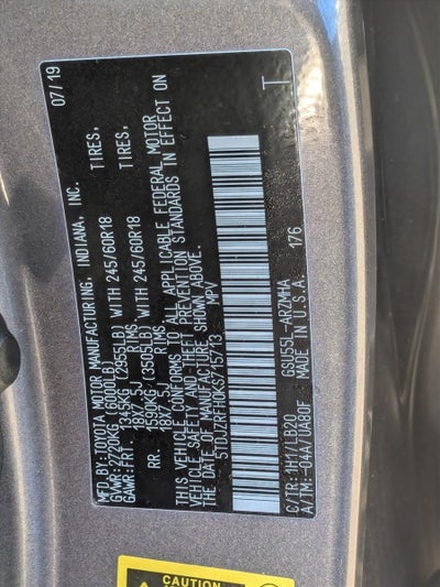 2019 Toyota Highlander XLE V6 AWD (Natl)