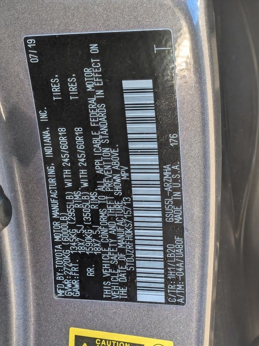 2019 Toyota Highlander XLE V6 AWD (Natl)