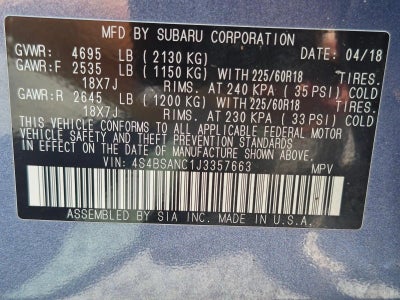 2018 Subaru Outback 2.5i Limited