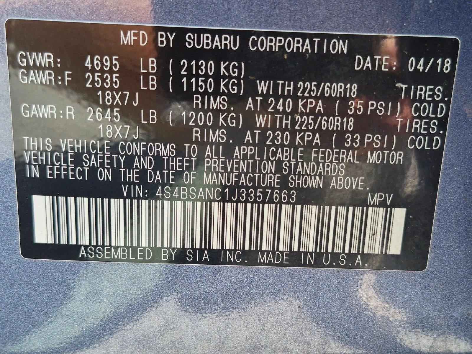 2018 Subaru Outback 2.5i Limited