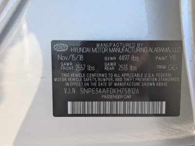 2019 Hyundai SONATA SEL 2.4L