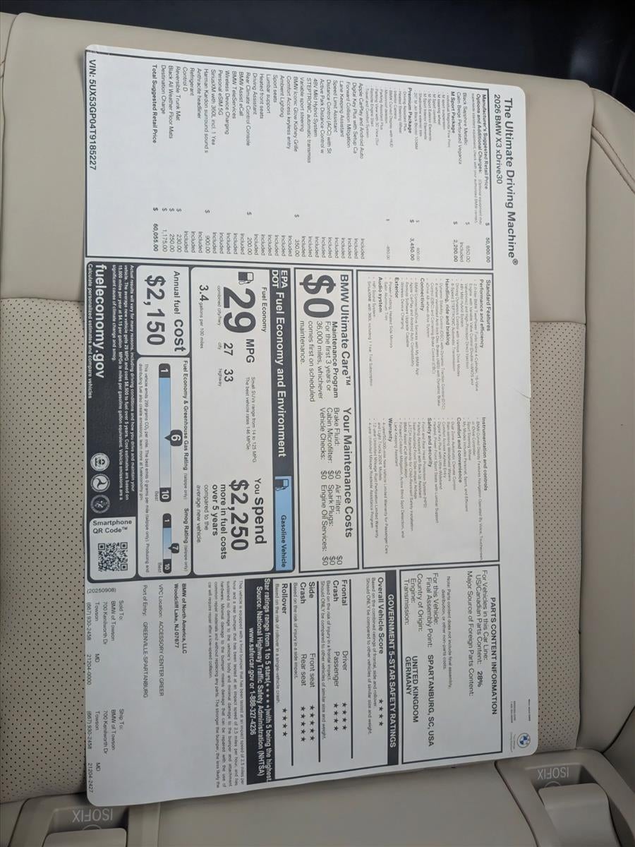 2026 BMW X3 30 xDrive Sports Activity Vehicle