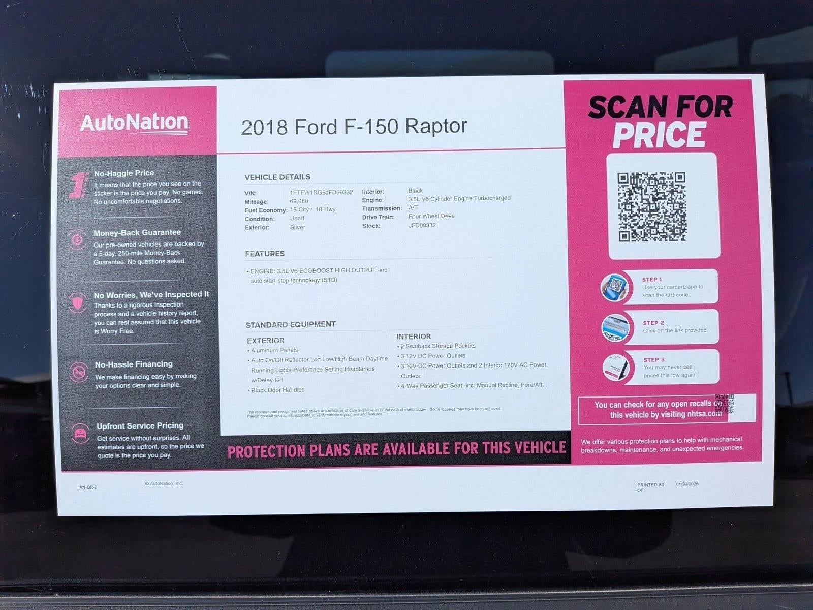 2018 Ford F-150 Raptor 4WD SuperCrew 5.5' Box