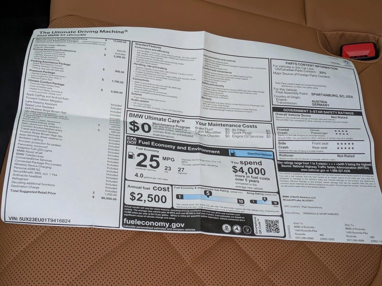 2026 BMW X5 xDrive40i Sports Activity Vehicle