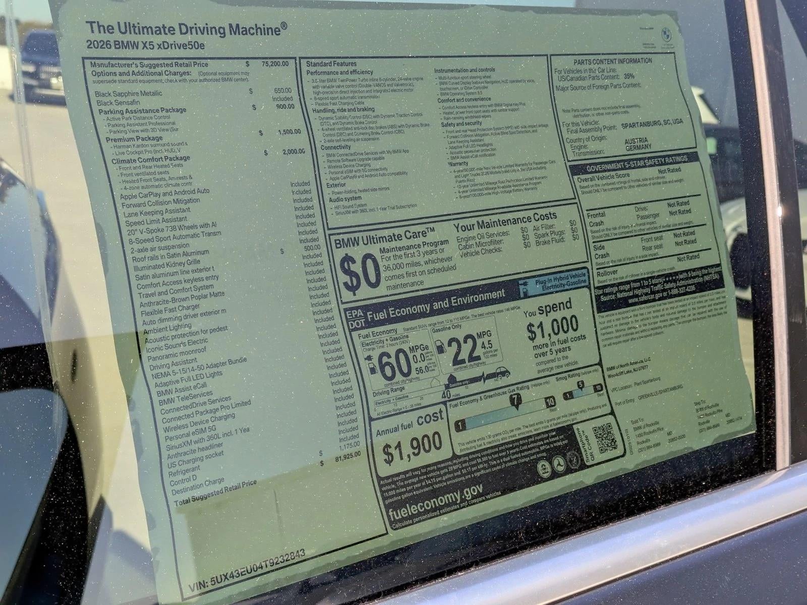 2026 BMW X5 xDrive50e Plug-In Hybrid