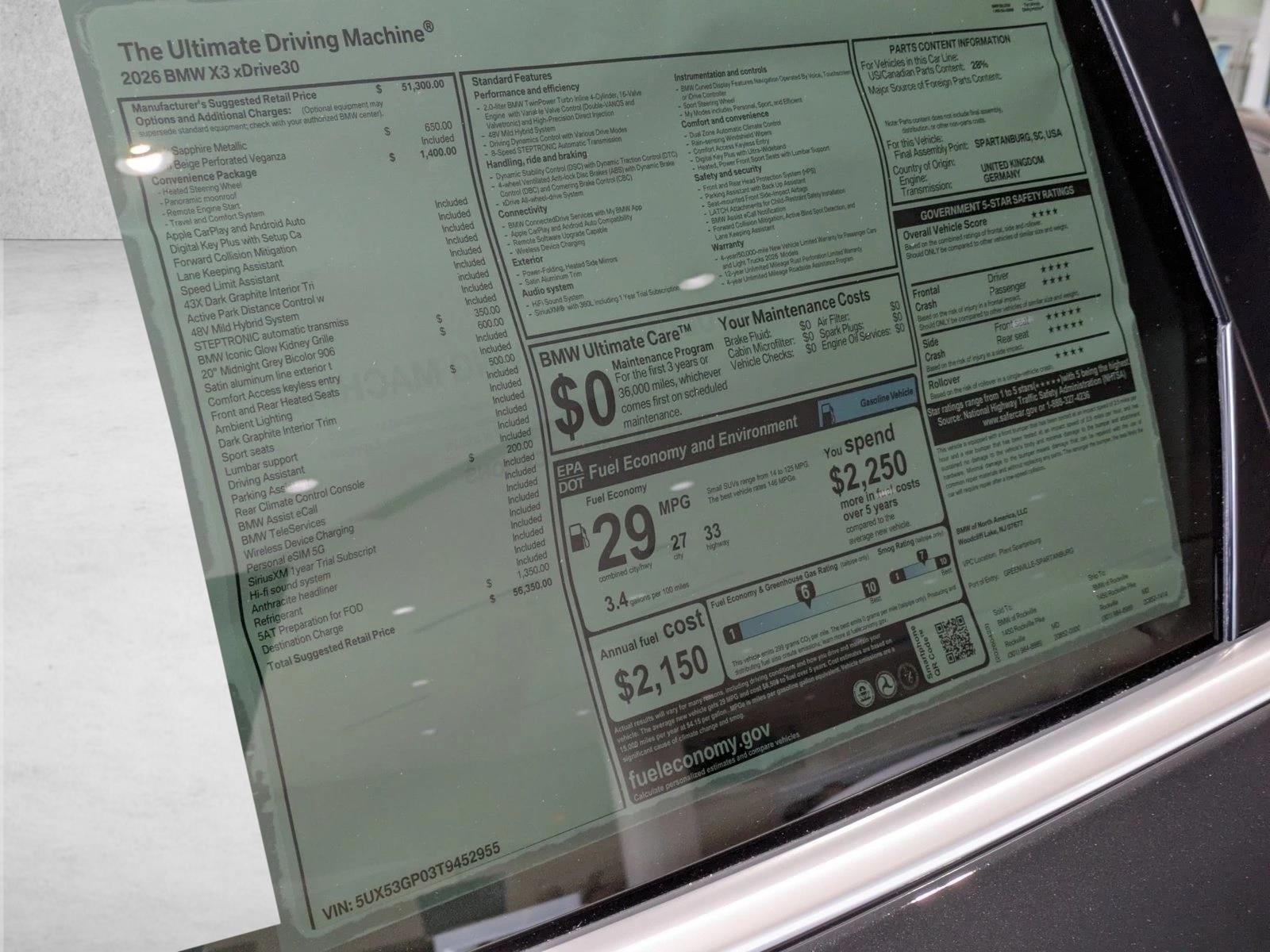 2026 BMW X3 30 xDrive Sports Activity Vehicle