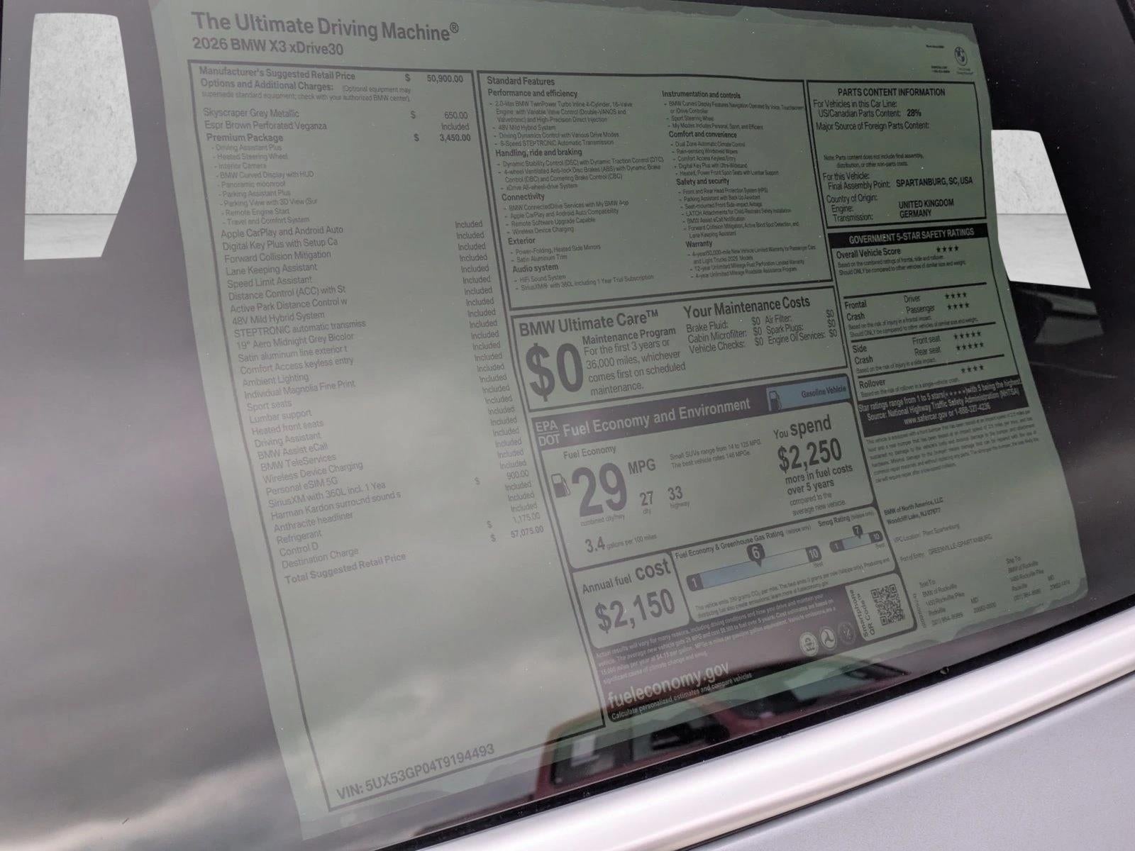 2026 BMW X3 30 xDrive Sports Activity Vehicle