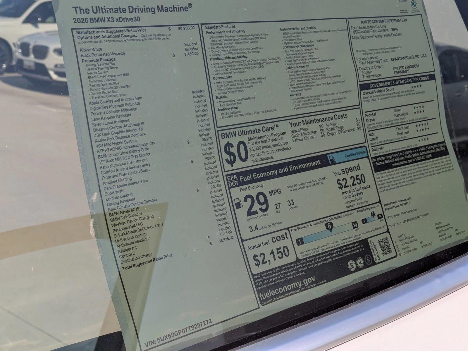 2026 BMW X3 30 xDrive Sports Activity Vehicle