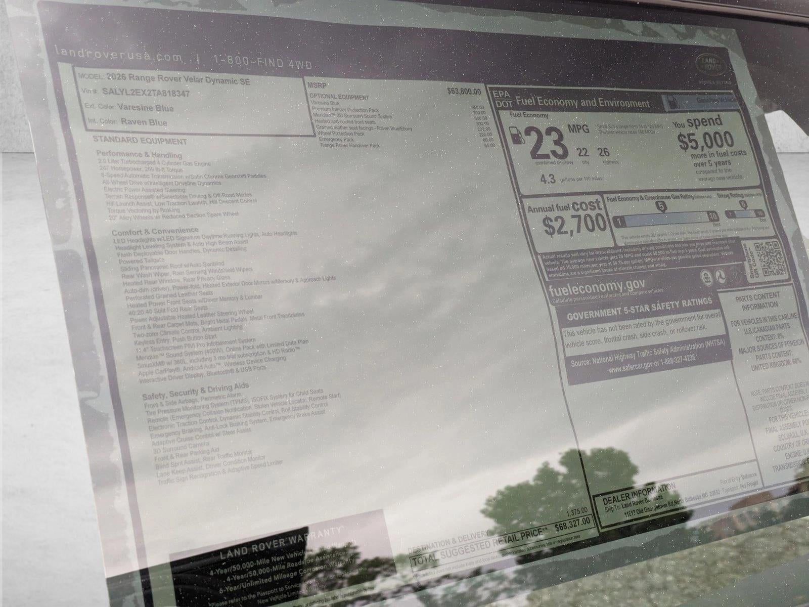 2026 Land Rover Range Rover Velar P250 Dynamic SE *Ltd Avail*