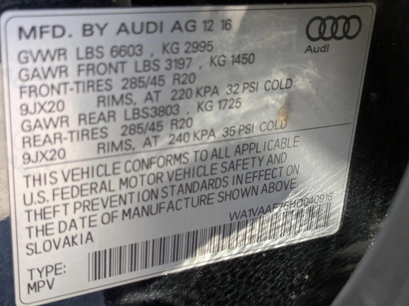 2017 Audi Q7 3.0 TFSI Prestige