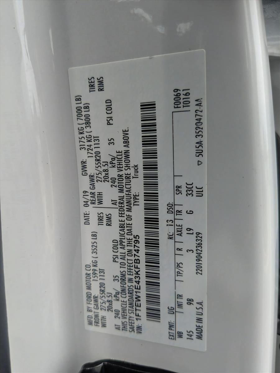 2019 Ford F-150 Platinum 4WD SuperCrew 5.5' Box