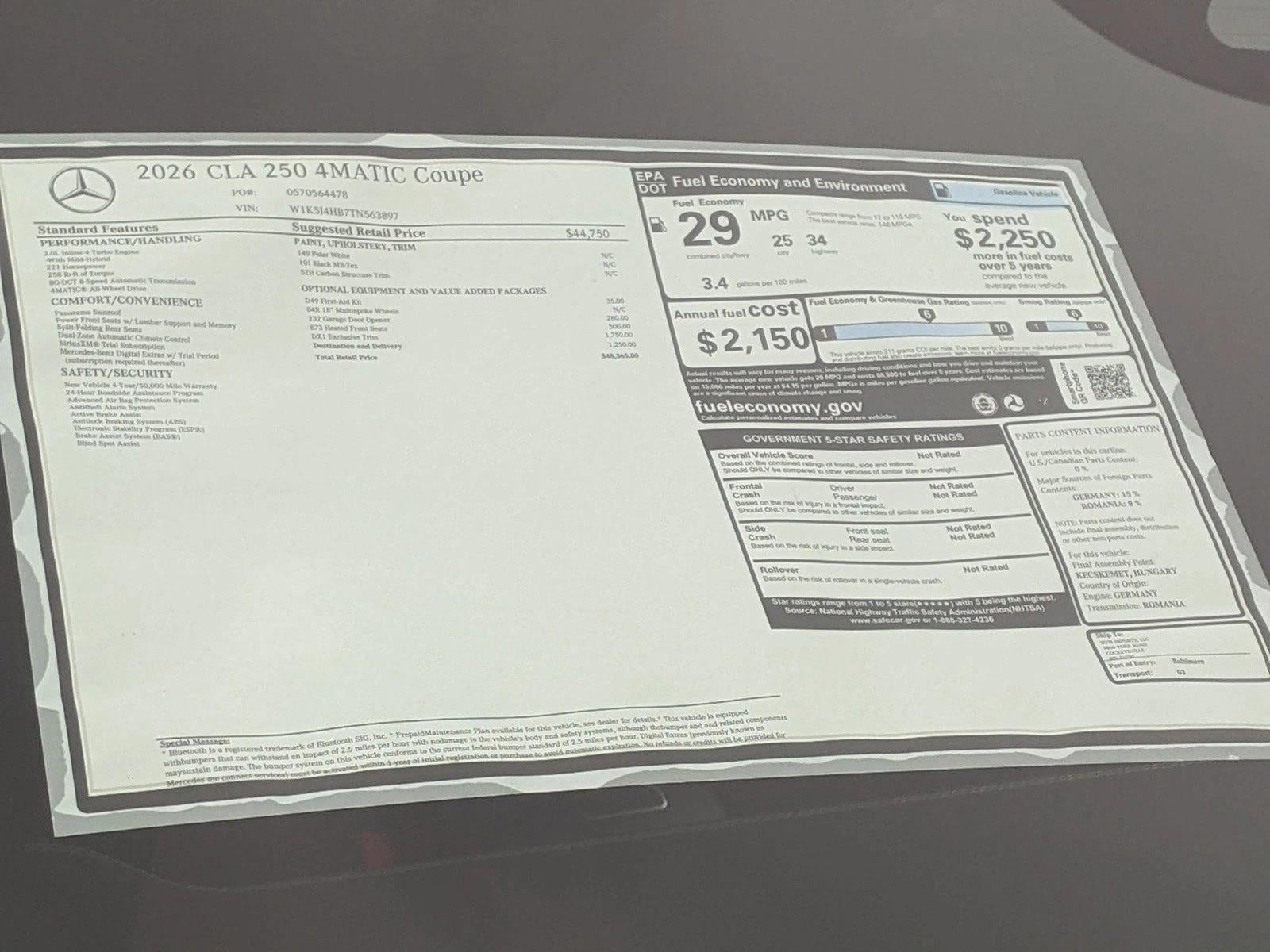 2026 Mercedes-Benz CLA CLA 250 4MATIC® Coupe