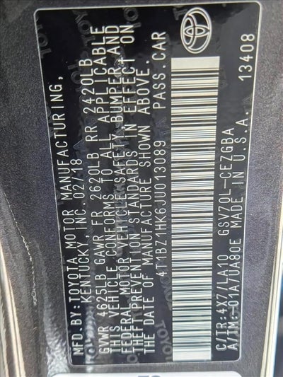 2018 Toyota Camry XLE V6
