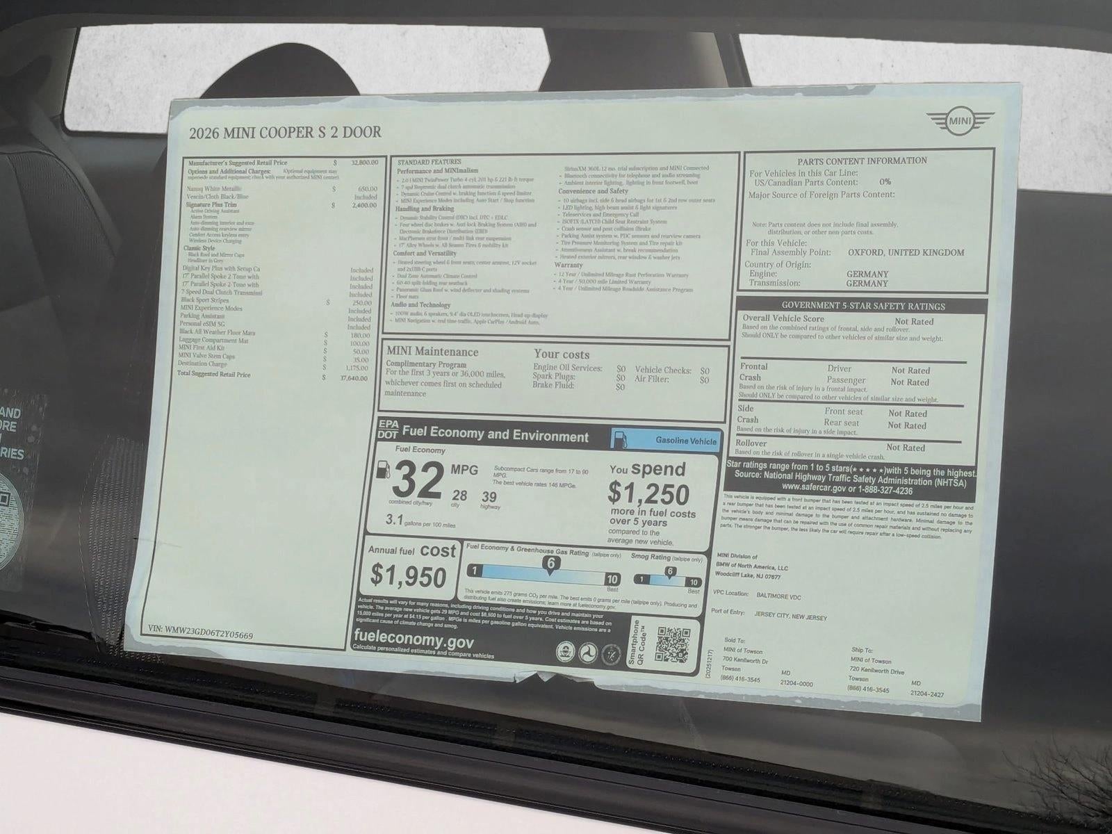 2026 MINI Cooper S Hardtop 2 Door Base