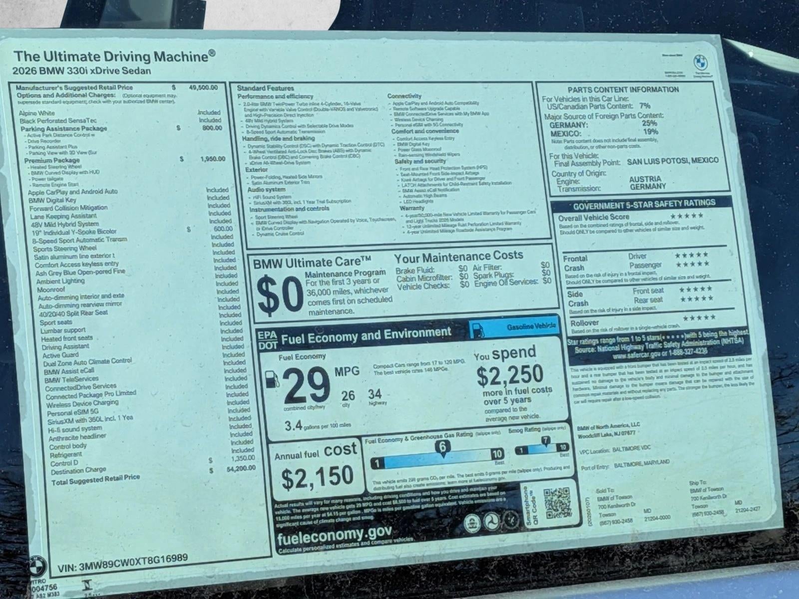 2026 BMW 330i NA xDrive Sedan