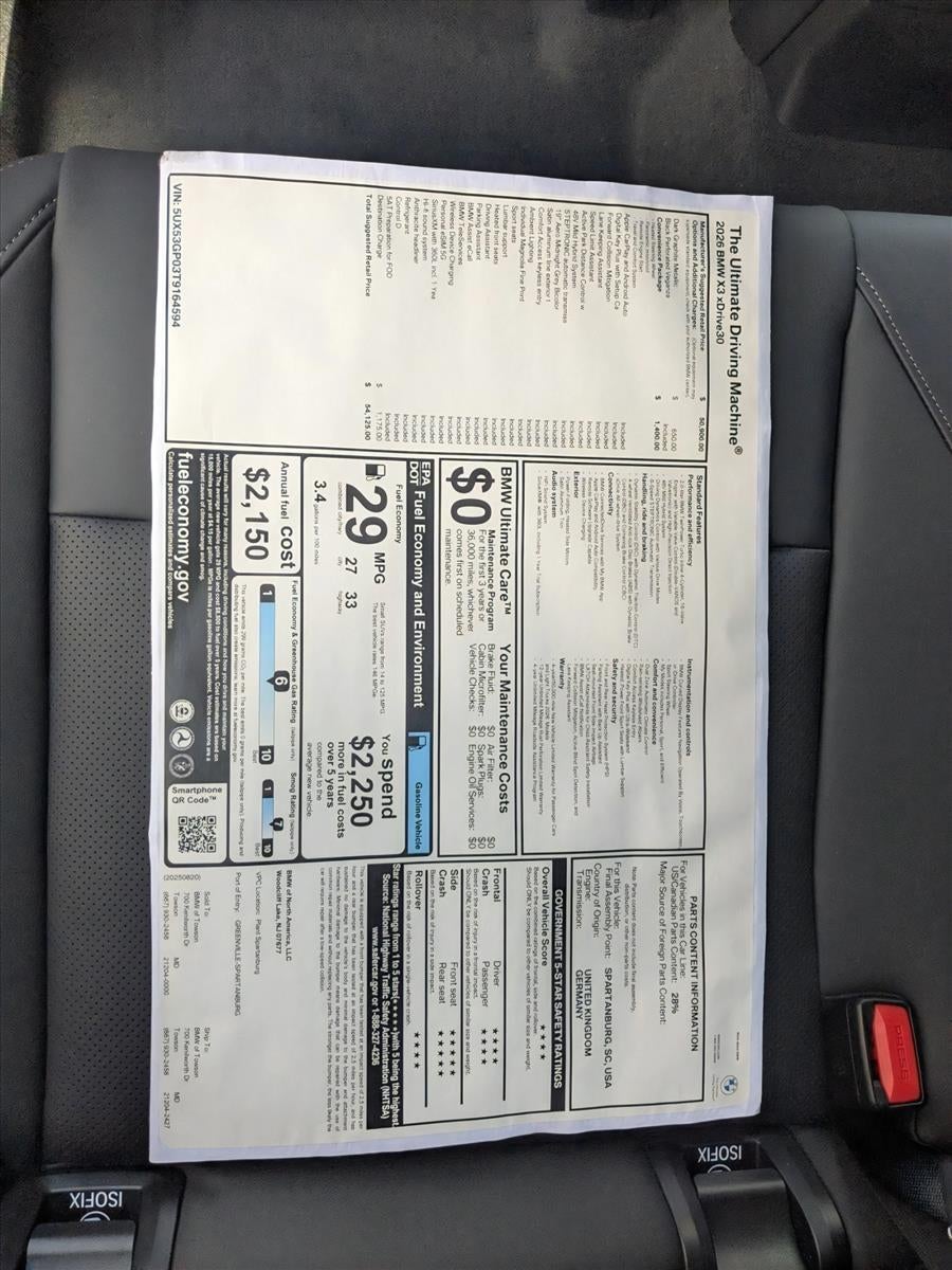 2026 BMW X3 30 xDrive Sports Activity Vehicle