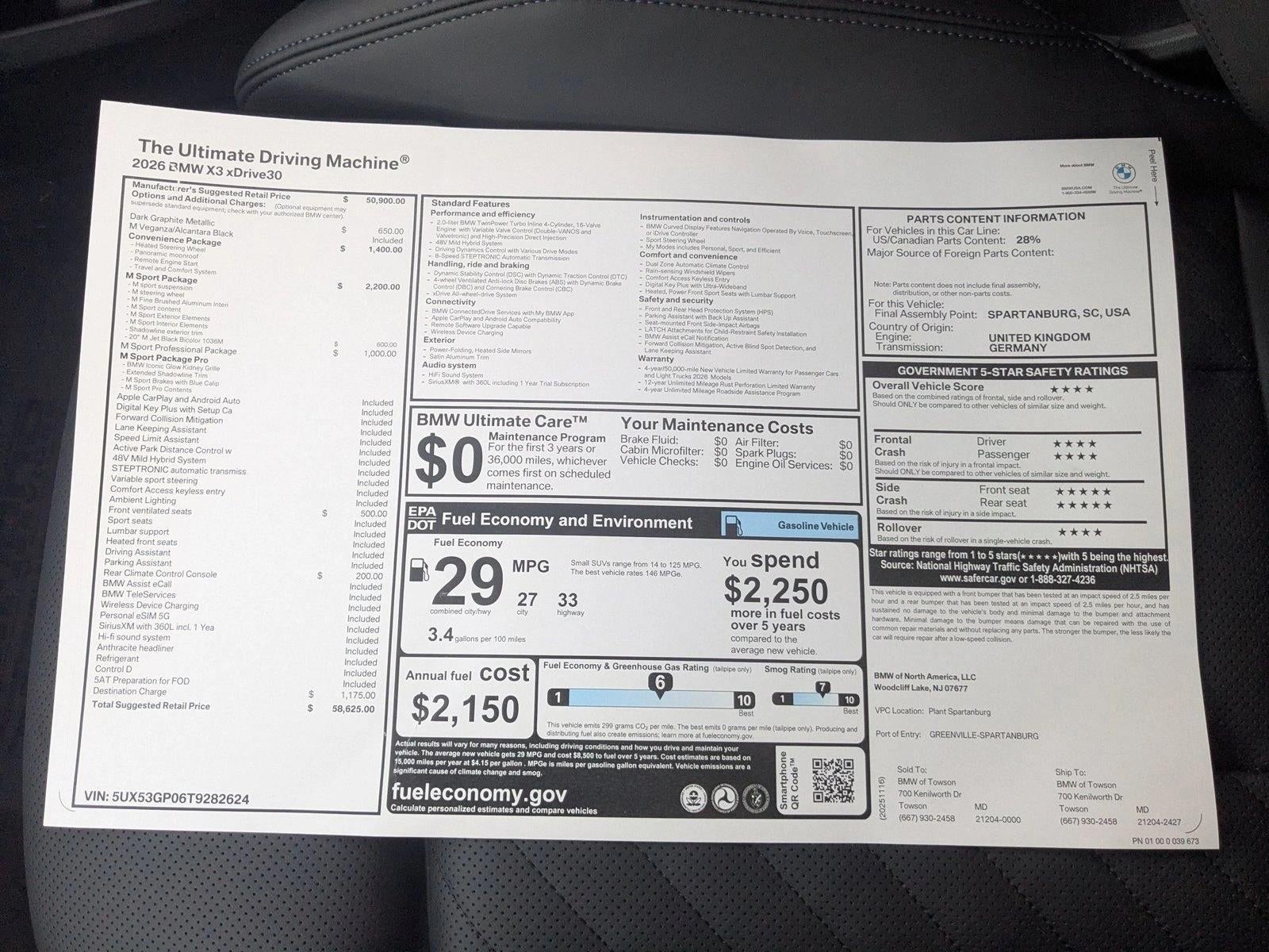 2026 BMW X3 30 xDrive Sports Activity Vehicle