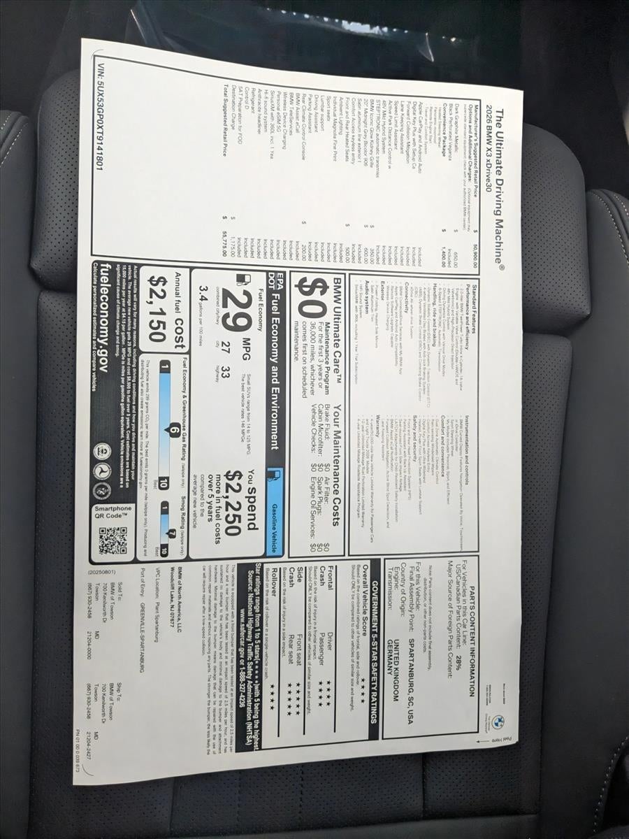 2026 BMW X3 30 xDrive Sports Activity Vehicle