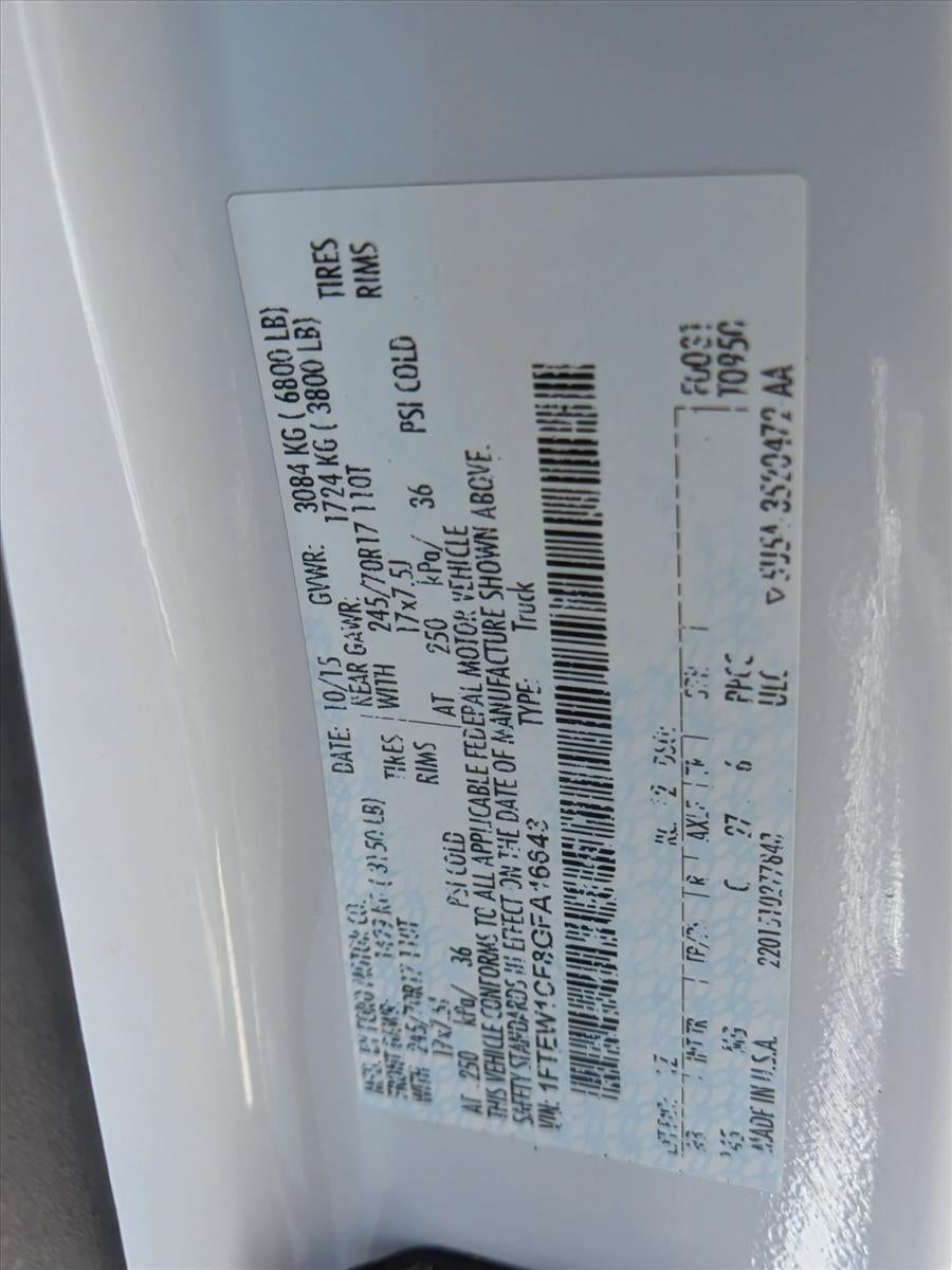 2016 Ford F-150 2WD SuperCrew 5-1/2 Ft Box XLT