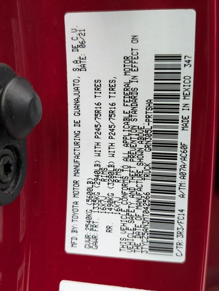 2021 Toyota Tacoma 4WD 4WD SR5 Double Cab 5' Bed V6 AT (Natl)