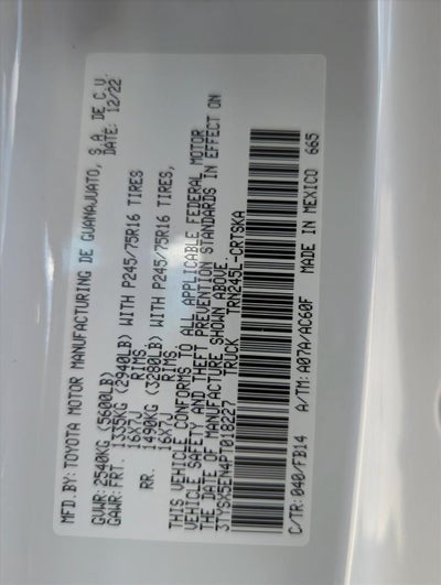 2023 Toyota Tacoma 4WD 4WD SR Access Cab 6' Bed I4 AT (Natl)